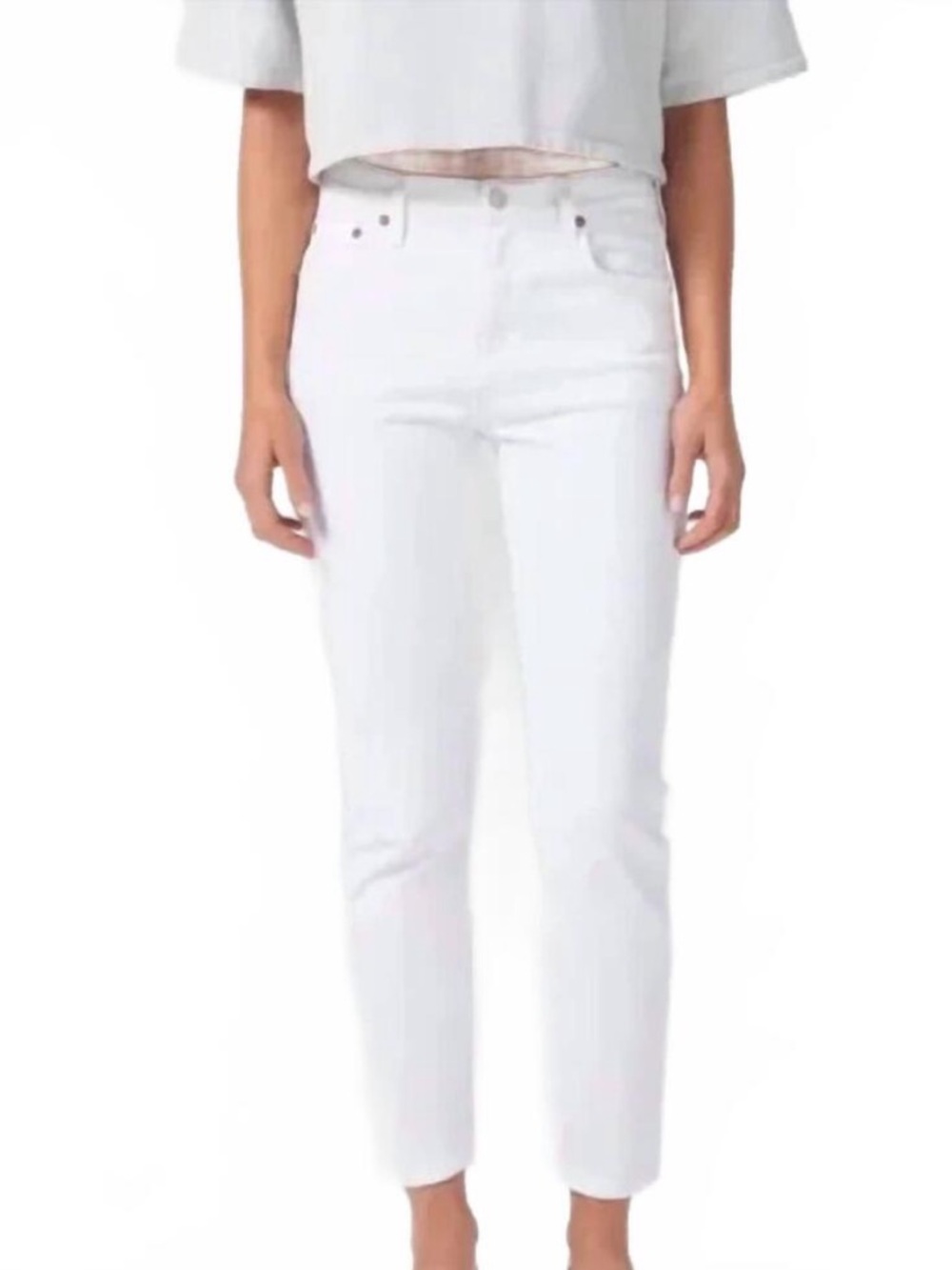 AGOLDE Willow Mid Rise Slim Crop Jean in "Sour Cream" (Off-White)